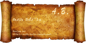 Auth Béla névjegykártya